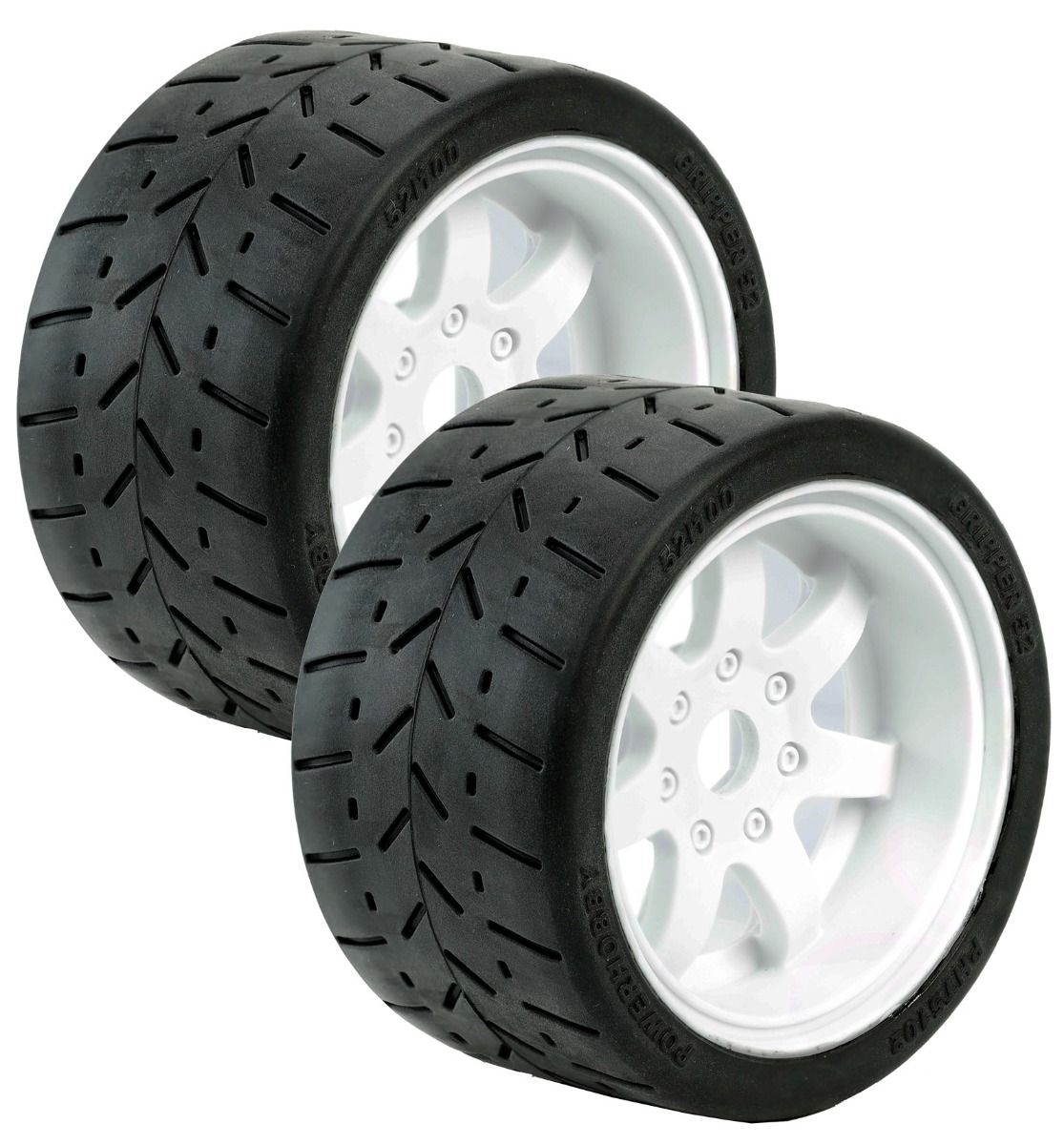 Powerhobby pht5102 1/8 Gripper 54/100 Neumáticos montados con cinturón Ruedas blancas de 17 mm