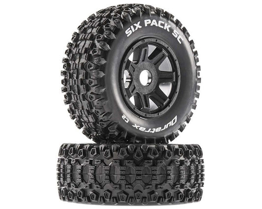 Neumáticos premontados DuraTrax Six Pack de recorrido corto (blandos) con hexágono de 17 mm (negro) (2)