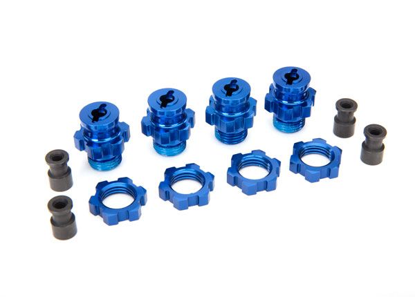 Traxxas 6856X Jeu d'adaptateurs de roue en aluminium 17 mm (bleu) (4)
