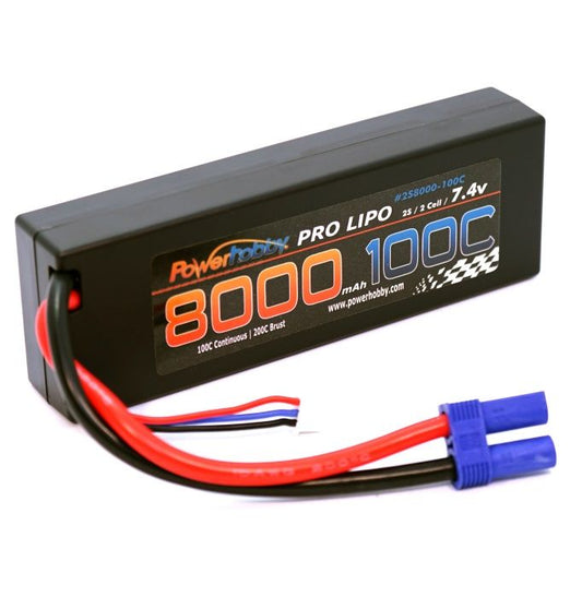 Powerhobby 2s 7.4V 8000mah 100c-200C Lipo Battery W EC5 Plug