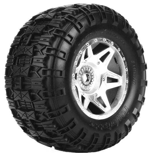 Powerhobby PHT3277 Chrome Raptor X Belted Pre-Mounted Tires FOR Traxxas X-Maxx