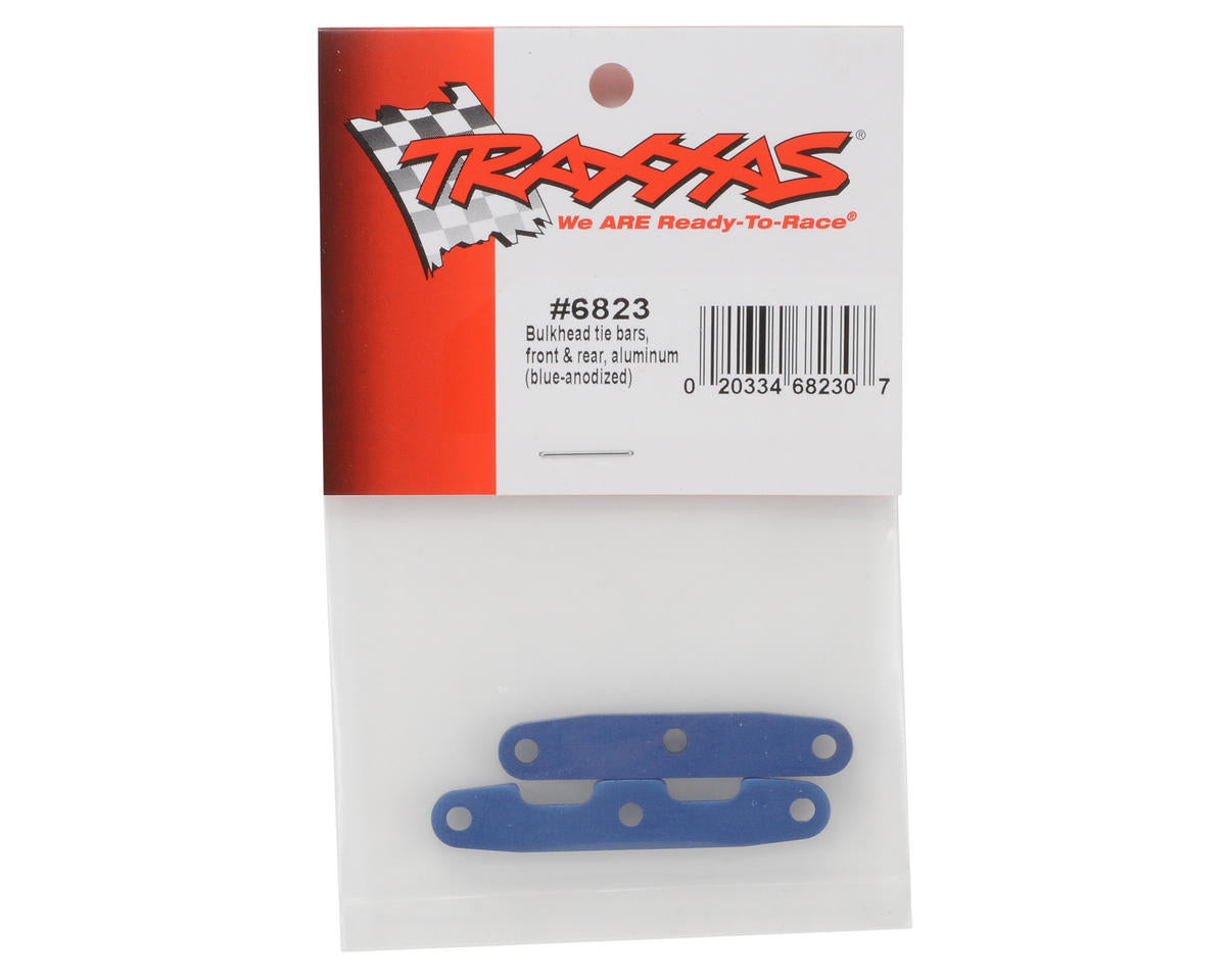 Traxxas Ensemble de barres d'attache avant et arrière pour cloison en aluminium (bleu) 6823