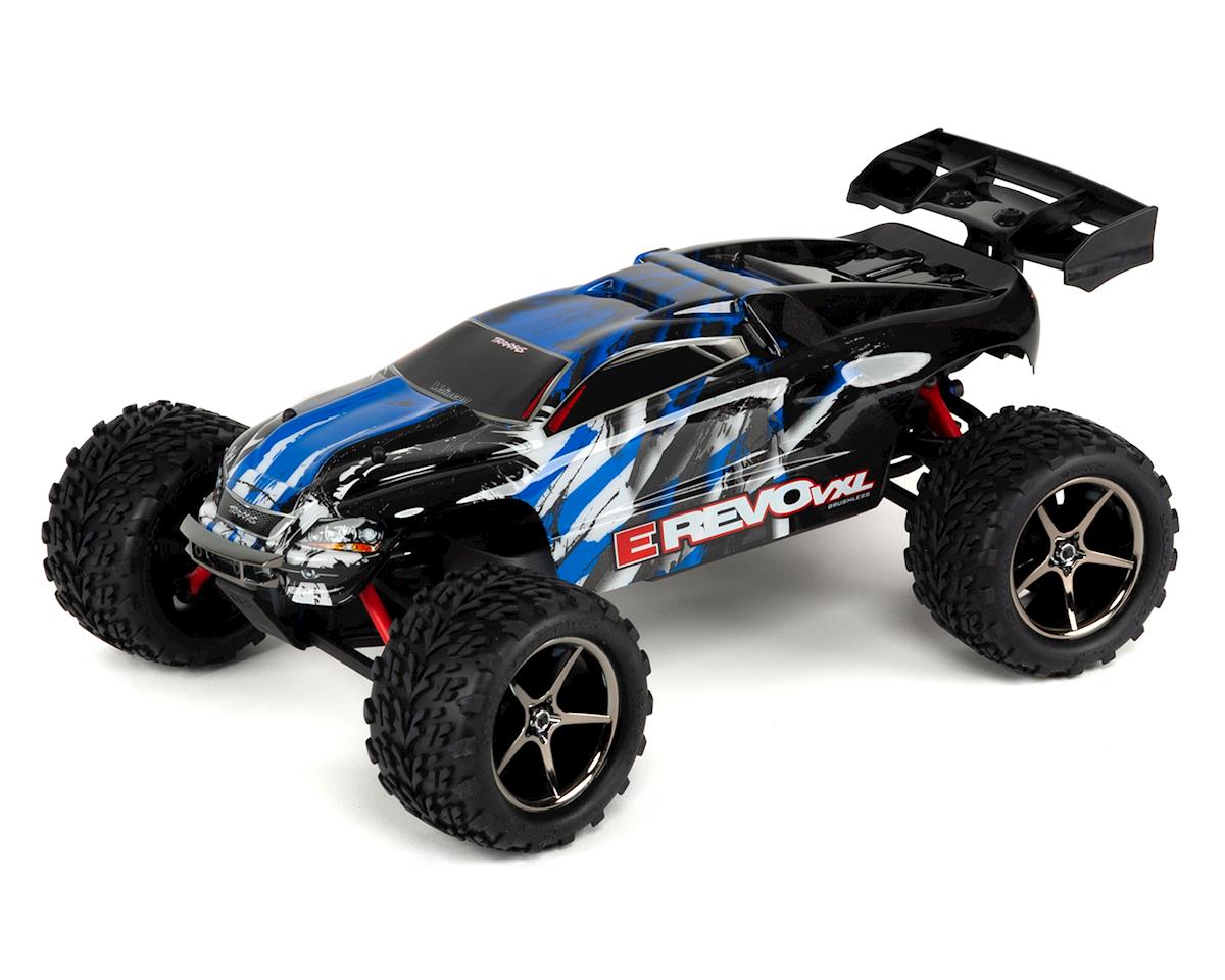 Traxxas 71076-8 AZUL/NEGRO Escala 1/16 E-Revo VXL: Monster Truck 4X4 sin escobillas con USB-C