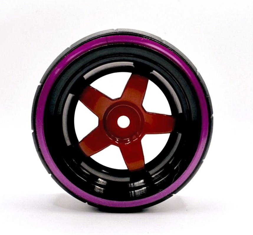 IRonManRc 1/10 DRIFT WHEELS W/ HARD TIRES * 5 SPOKE JOMANS * 4 PACK