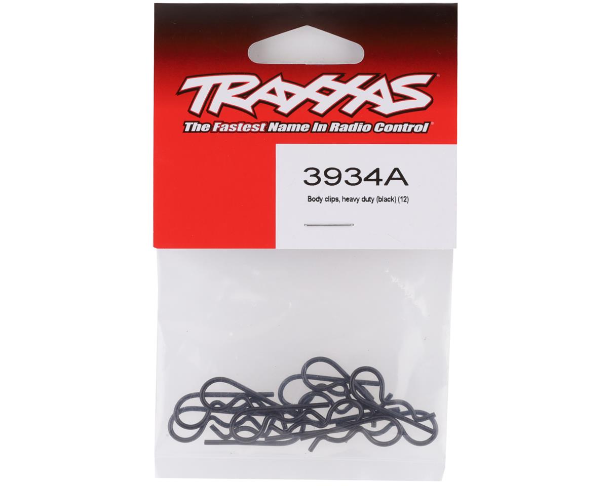 Traxxas 3934A Heavy Duty Body Clips (Black) (12)
