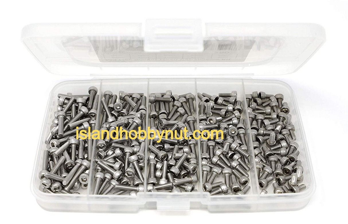 FOH 250 piezas M3 x 6 mm / 8 mm / 10 mm / 12 mm / 16 mm Kit de llaves de vaso hexagonales de acero inoxidable