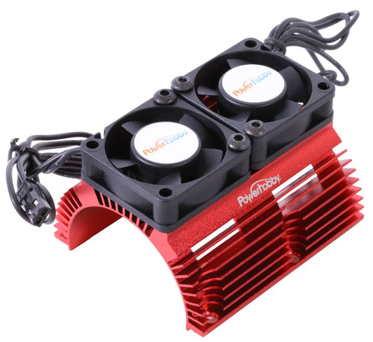 Powerhobby *RED* Heat Sink w Twin Turbo High Speed Cooling Fans 1/8 Motors