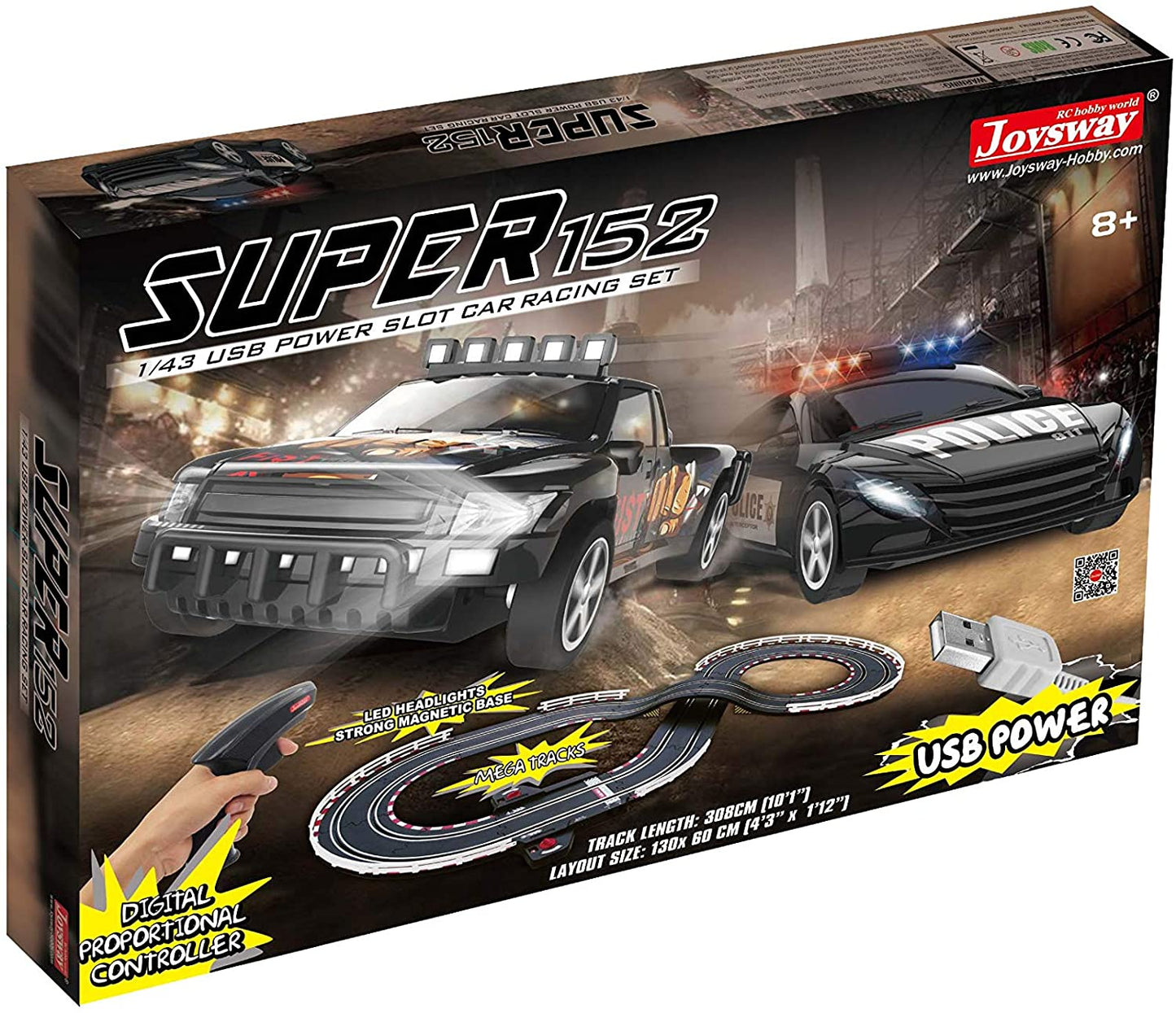 Slot Car Racing Set 2152 Joysway Super 152 USB Power