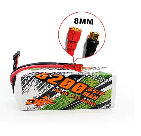 CNHL Racing Series 6200mAh 22.2V 6S 90C Batería Lipo con conector tipo bala de 8.0 mm