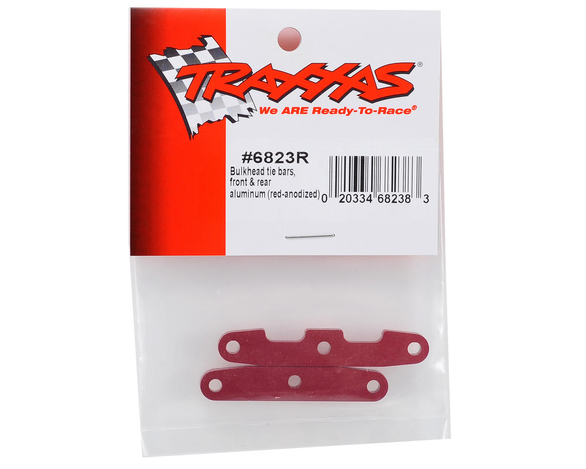 Traxxas Ensemble de barres d'attache avant et arrière pour cloison en aluminium (rouge) 6823R
