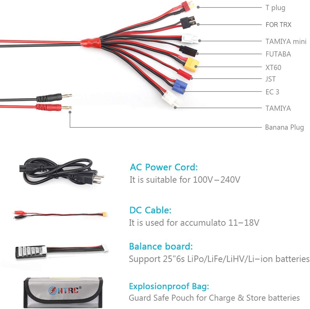 HTRC C150 SINGLE RC Balance Cargador Descargador AC 150W DC 240W 10 AMPS 1 - 6S