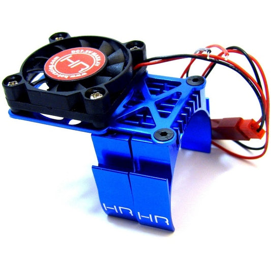 Hot Racing MH550TE06 Clip-On Two-Piece Motor Heat Sink w/Fan (Blue)