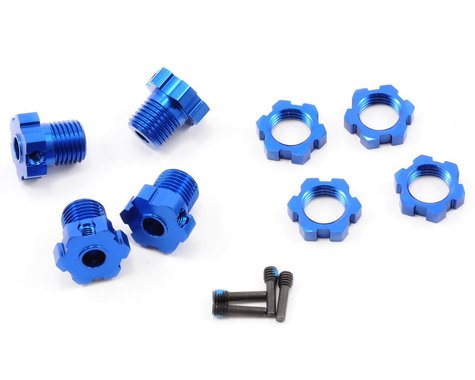 Traxxas 5353X Juego de cubos de rueda estriados de 17 mm (azul) (4)