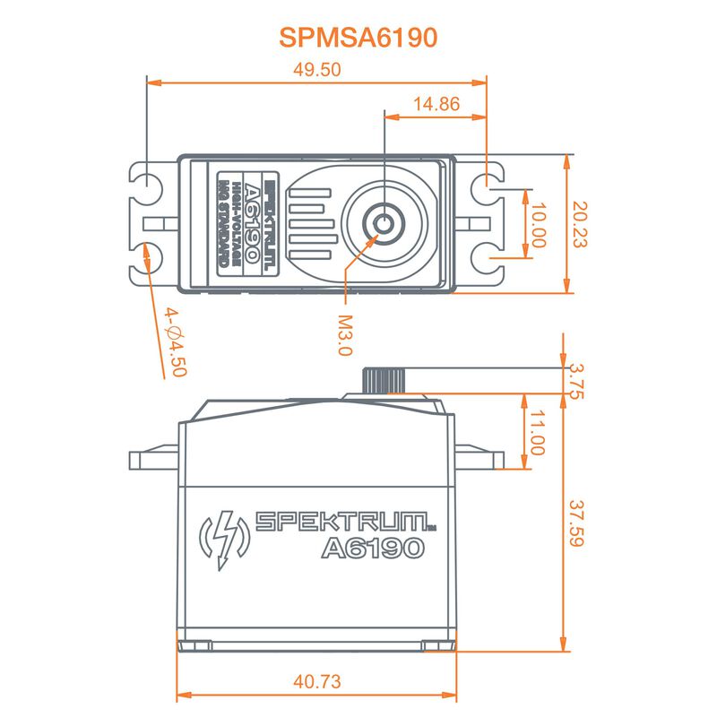 SPEKTRUM SPMSA6190 Servo d'avion HV à engrenages métalliques standard