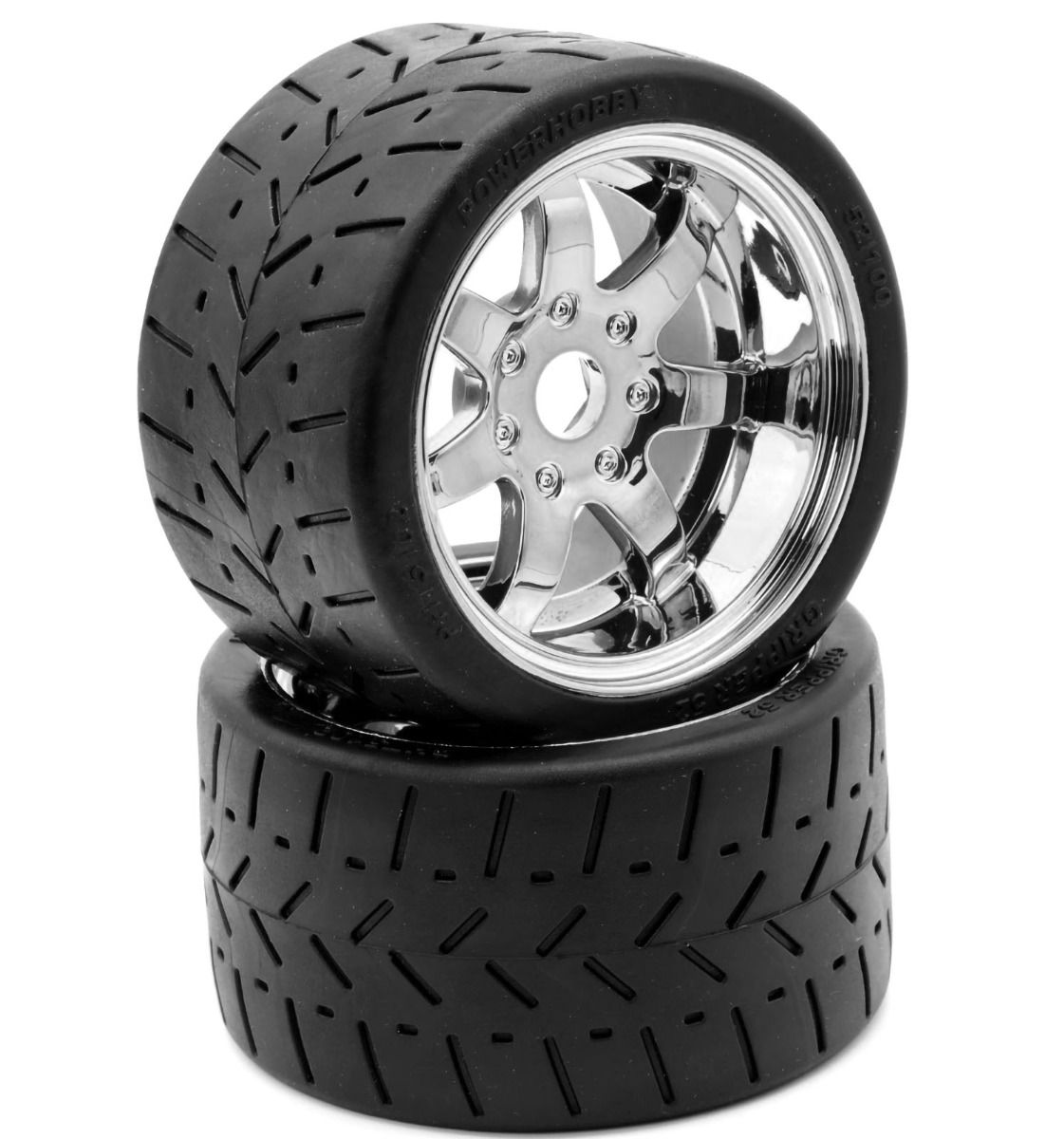 Powerhobby 1/8 Gripper 54/100 pneus montés avec ceinture roues chromées 17mm
