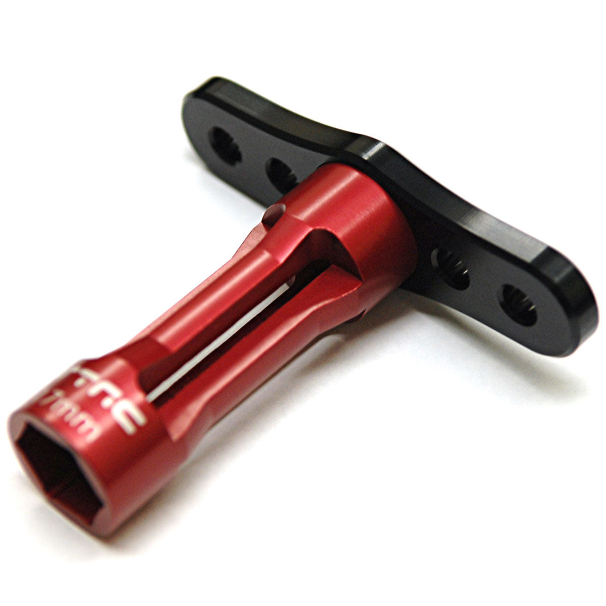 Clé à écrou hexagonal de 17 mm à tige longue en aluminium usiné CNC (noir/rouge)