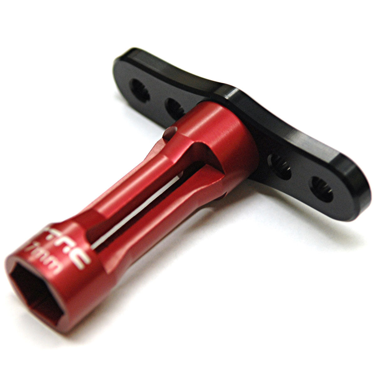 CNC Machined Aluminum Long Shank 17mm Hex Nut Wrench (Black/Red)