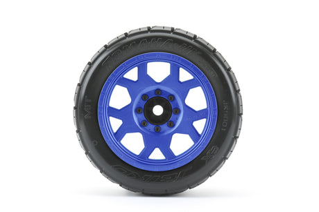 JETKO JKO5801CLMSGBB1 1/5 XMT EX Tomahawk pneus montés sur jantes à griffes bleues en métal