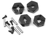 MST 820122BK Bujes de rueda hexagonales de aluminio de 6 mm (negro) (4)