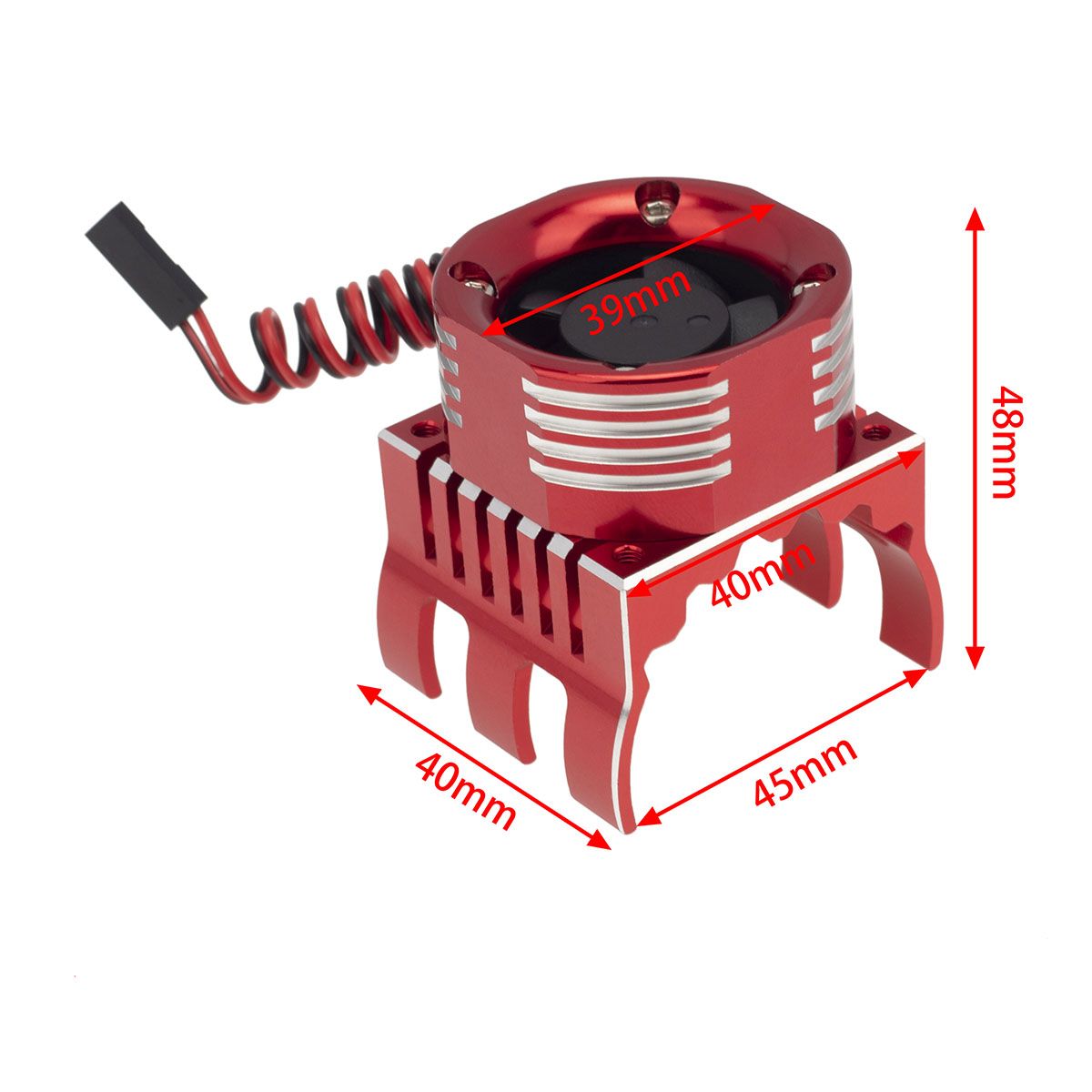 PowerHobby PHT1299-Red 1/8 Aluminio Luces LED de alta velocidad Ventilador de refrigeración Disipador de calor
