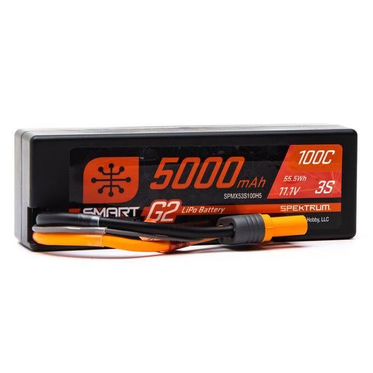 Spektrum - SPMX53S100H5 11.1V 5000mAh 3S 100C Smart G2 Hardcase LiPo Battery:IC5