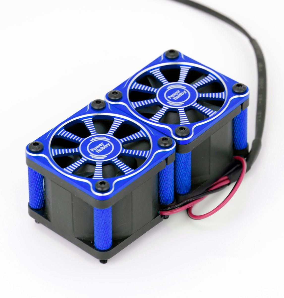 Powerhobby PHF116Blue Twister Twin/Dual 40mm 1/8 1/5 Motor Aluminum Cooling Fan