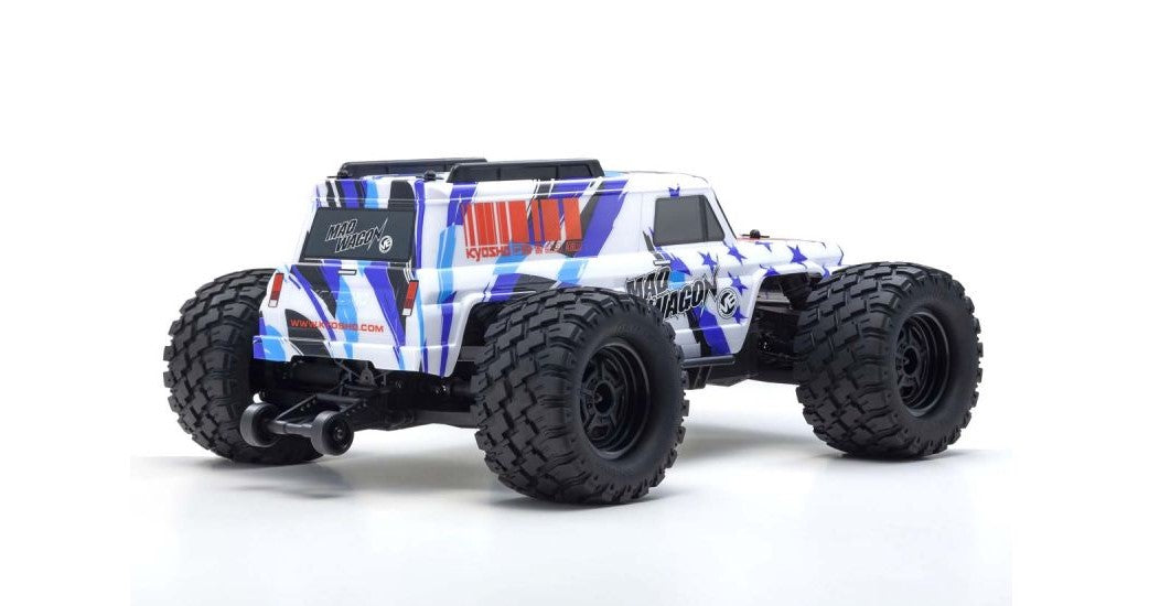 KYOSHO 34701T2 1980 Mad Wagon 1/10 4WD RTR Brushless Monster Truck, Blue
