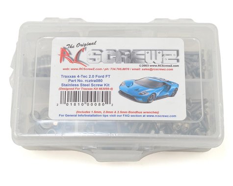 RC Screwz RCZTRA80 Traxxas 4 Tec 2.0 Ford GT Kit de vis en acier inoxydable