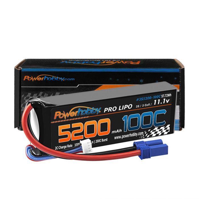 Batterie Lipo Powerhobby 3s 11.V 5200mah 100C - 200C avec prise EC5