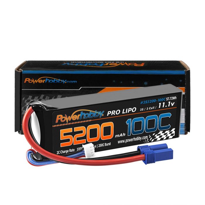 Batterie Lipo Powerhobby 3s 11.V 5200mah 100C - 200C avec prise EC5