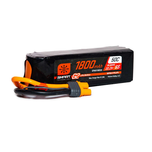 SPEKTRUM 22.2V 1800mAh 6S 50C Smart G2 LiPo Battery: IC3 SPMX186S50