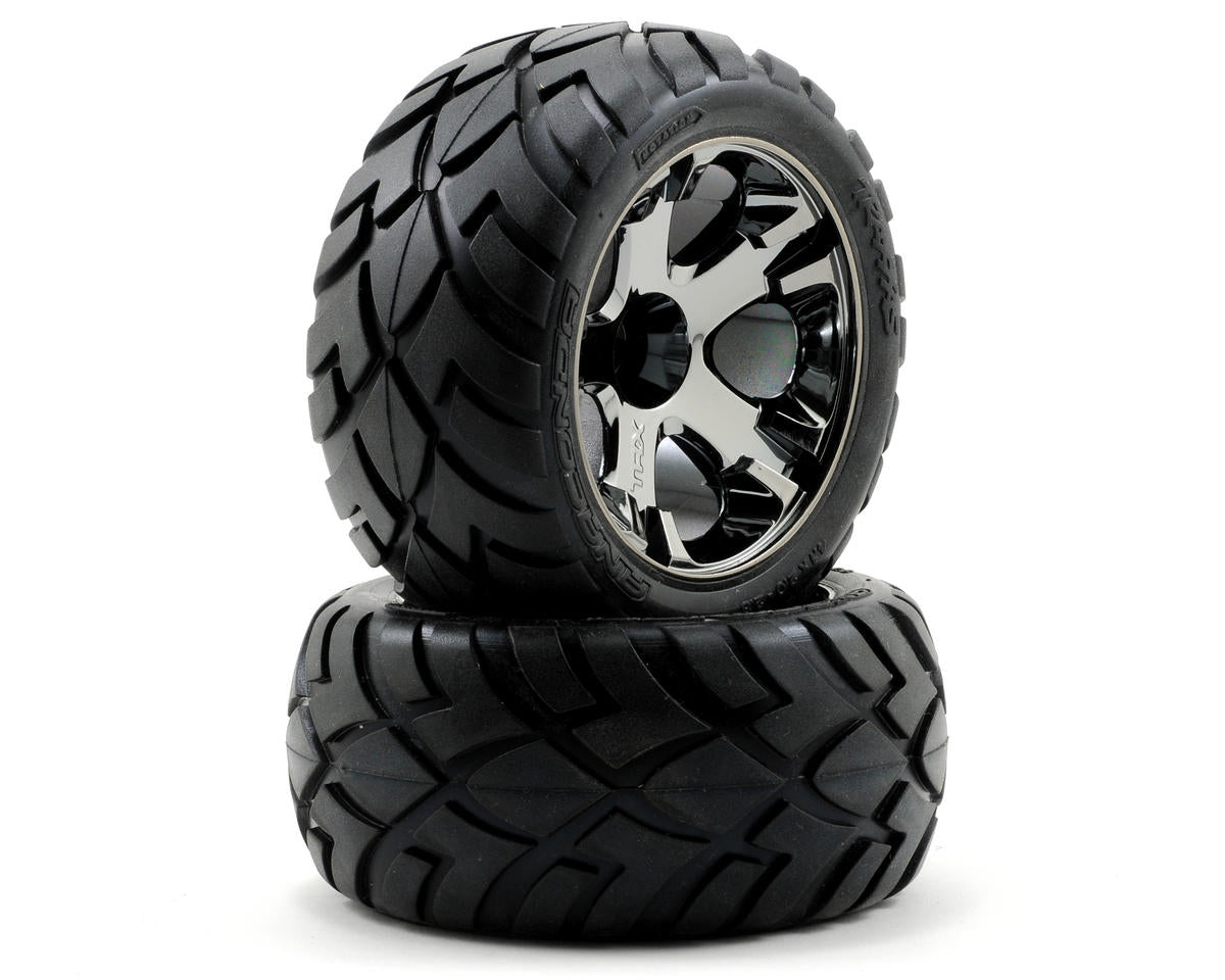 Traxxas 3776A Anaconda Tires w/All-Star Front Wheels (2) (Black Chrome) (Standar
