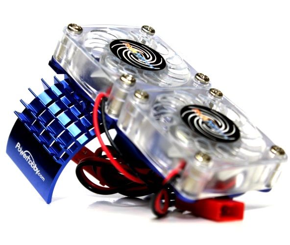 Powerhobby PHBFSBLUE Aluminum Motor Heatsink & Twin Cooling Fan, for Slash 4WD