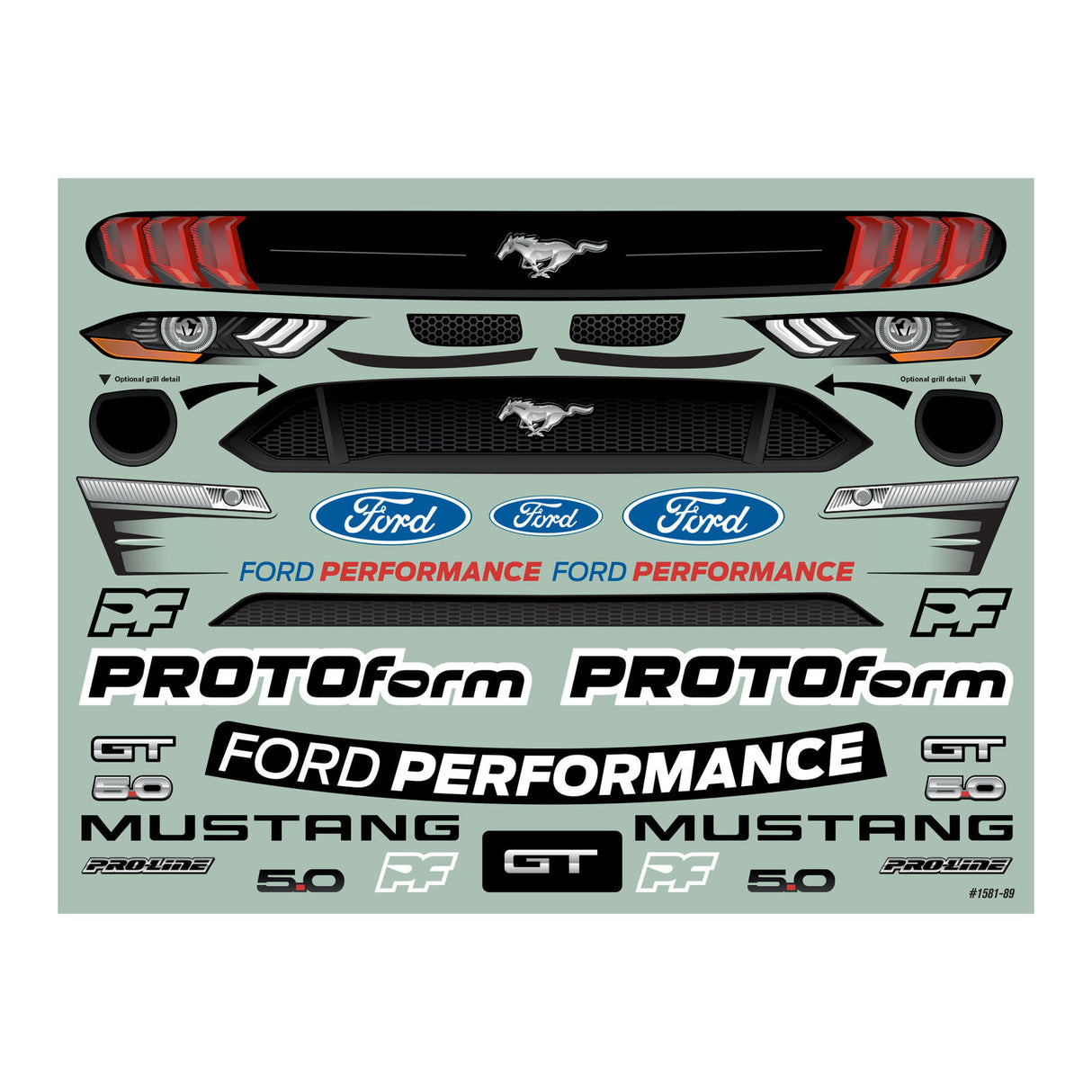 Protoform 1581-00 1/7 2021 Ford Mustang GT Cuerpo transparente: Delito grave ARRMA