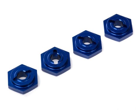 Moyeux de roue hexagonaux en aluminium Traxxas 7154X (bleu) (4)
