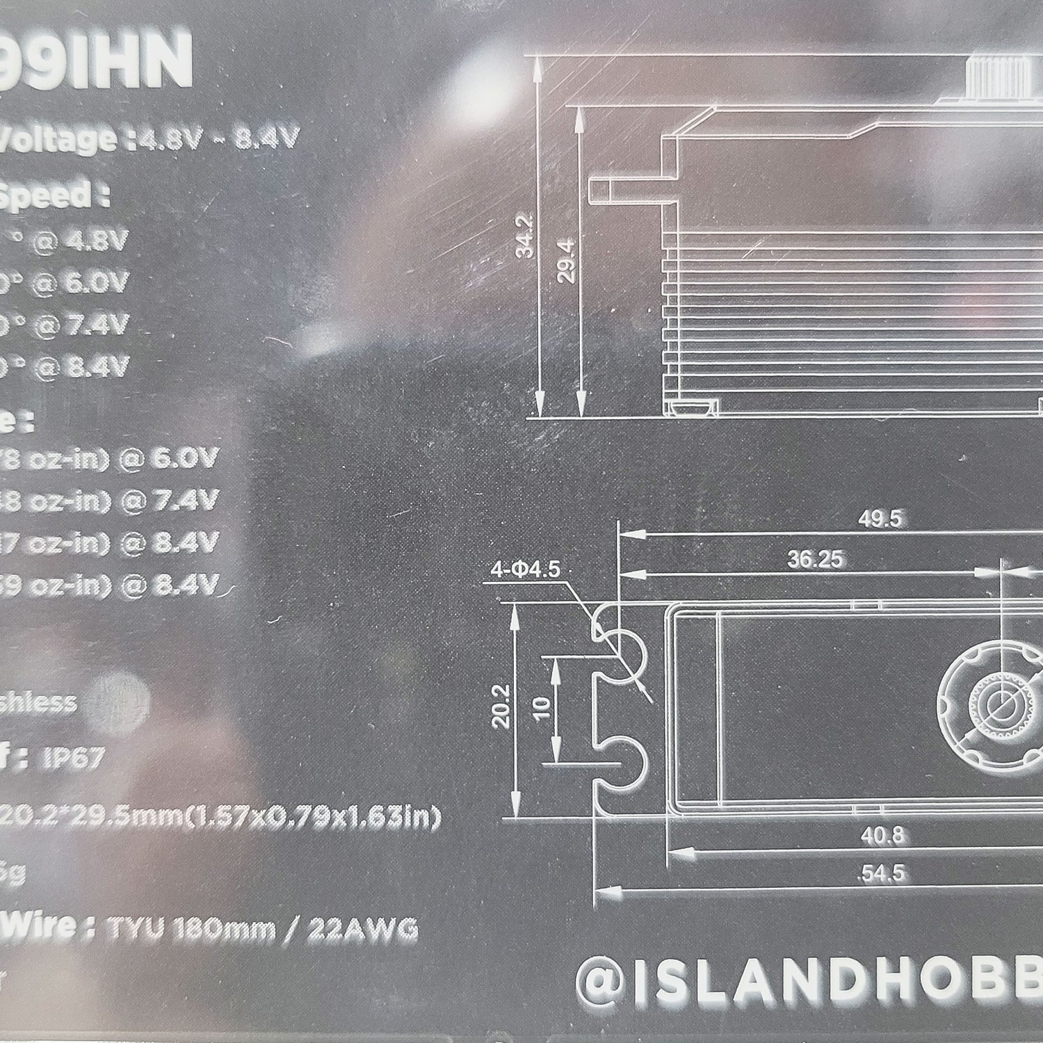 IslandHobbyNut 599 Servo à profil bas sans balais à couple et vitesse élevés