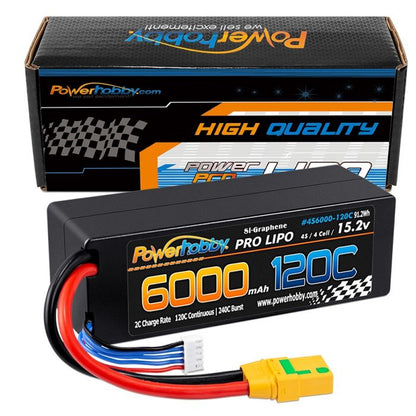 Powerhobby 4s 15.2v HV 6000MAH 120c - 240c Graphene + HV Lipo Battery Hard Case