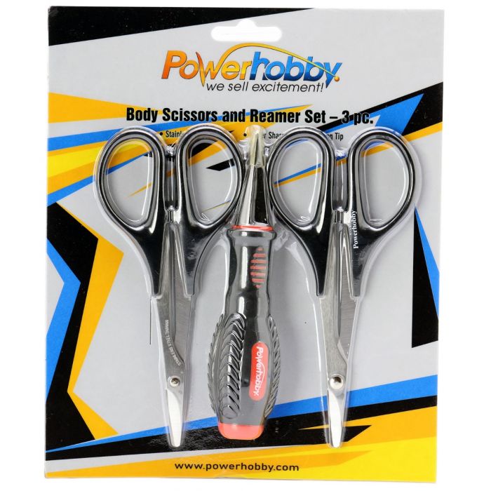 Powerhobby RC PH0152 Ensemble d'alésoir et de ciseaux pour outils de carrosserie courbé droit