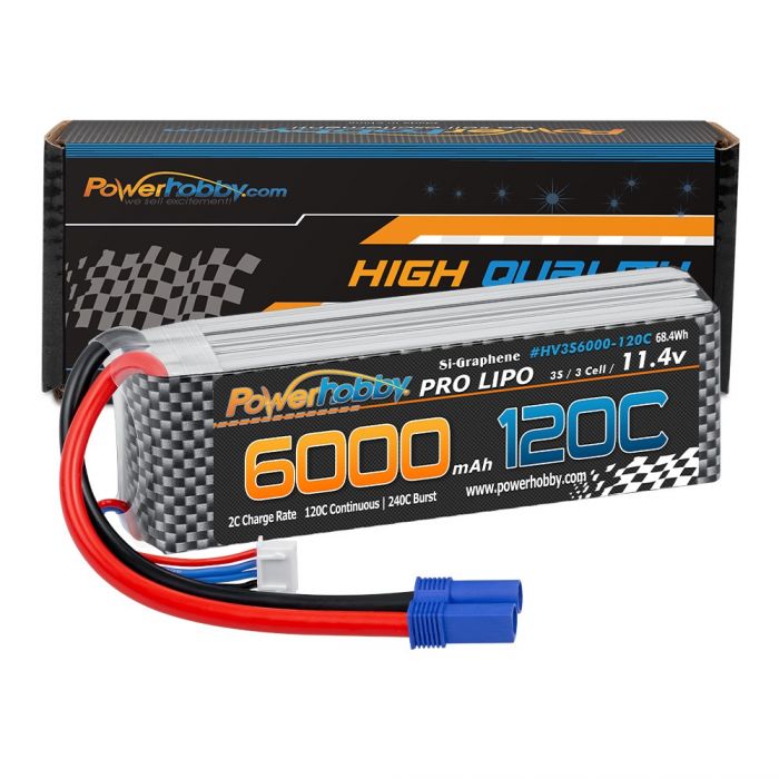 Powerhobby 3s 11,4 V 6000 mah 120c Graphne + batterie Lipo HV avec prise EC5