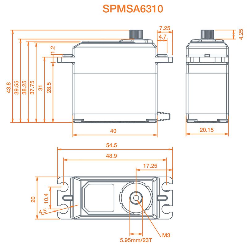 SPEKTRUM SPMSA6310 Avion à engrenages métalliques sans balais à couple élevé numérique standard HV