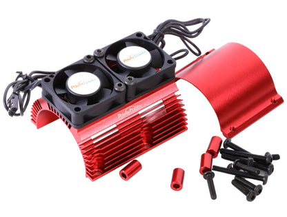 Powerhobby *RED* Heat Sink w Twin Turbo High Speed Cooling Fans 1/8 Motors