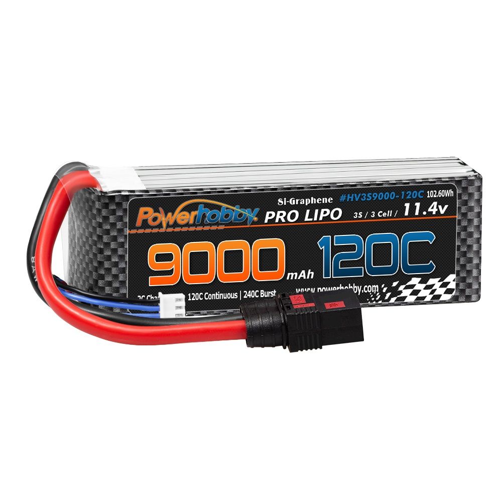 Powerhobby 3S 11.4V 9000mah 120C GRAFENO + HV Lipo Batería con enchufe QS8 Cable 8AWG
