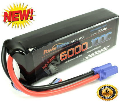Powerhobby 3s 11.4V HV 6000mAh 100c - 200c Lipo Battery Pack