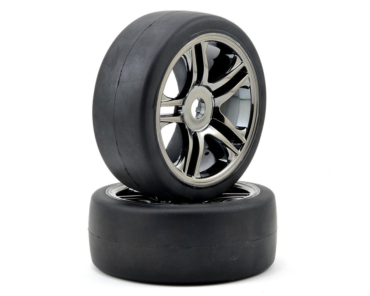 Traxxas 6479 Juego de ruedas y neumáticos delanteros (2) (cromo negro) (S1)