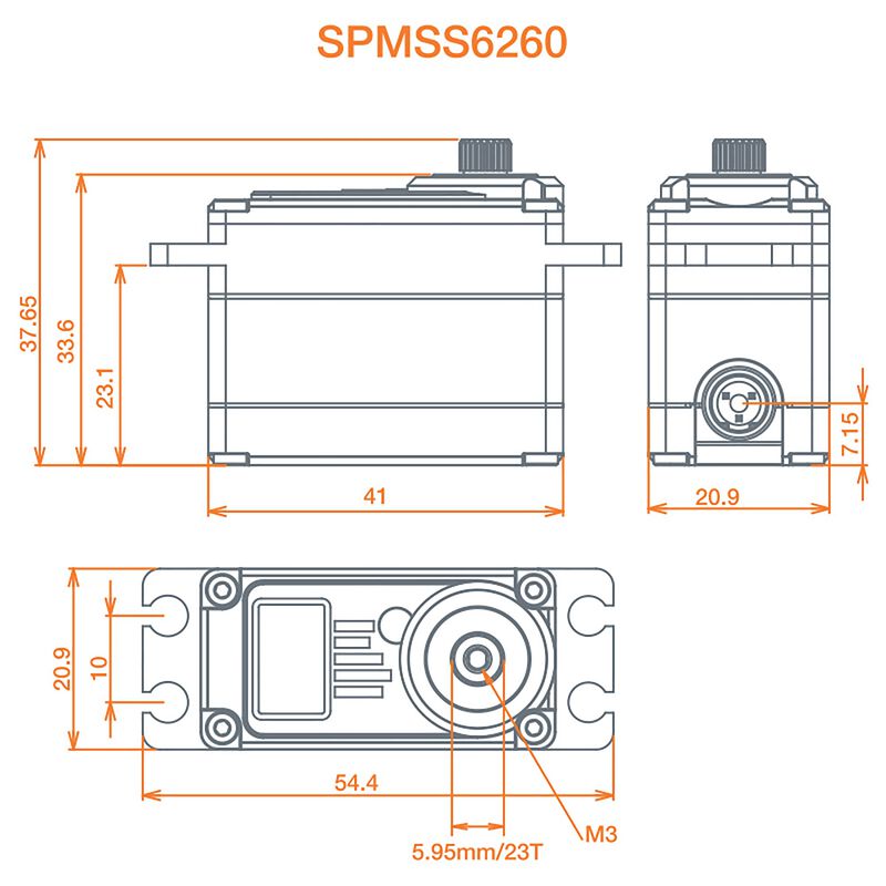 SPEKTRUM SPMSS6260 Servo de superficie de engranaje de metal de alta velocidad digital estándar HV
