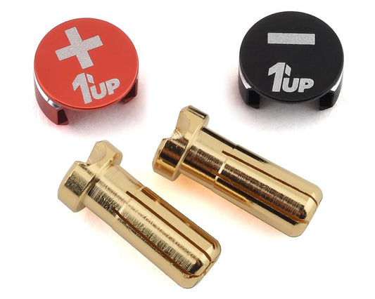 1UP Racing 190432 LowPro Bullet Plug Grips w/5mm Bullets (Black/Red)