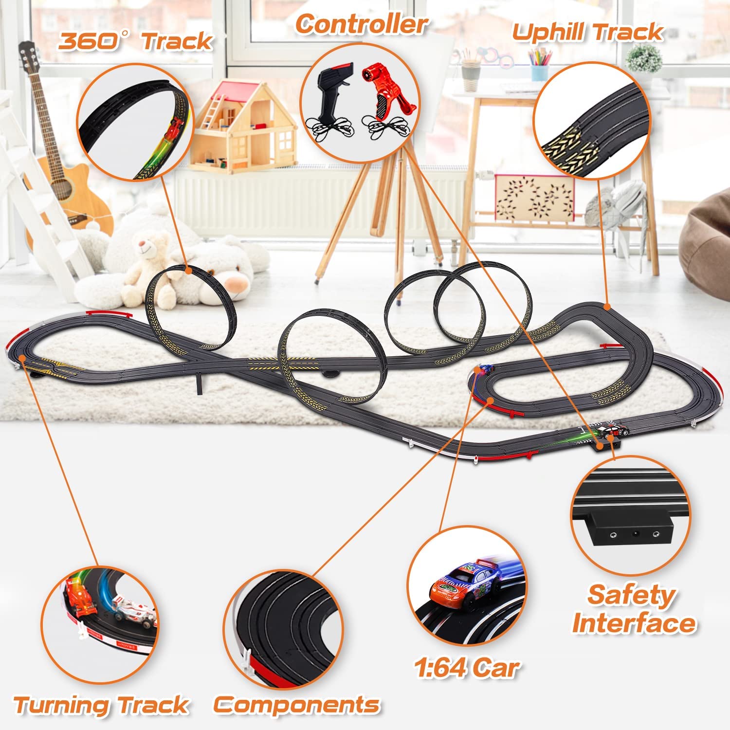 Islan Hobby Nut Slot Car Race Track Playset Deluxe Size for Kids