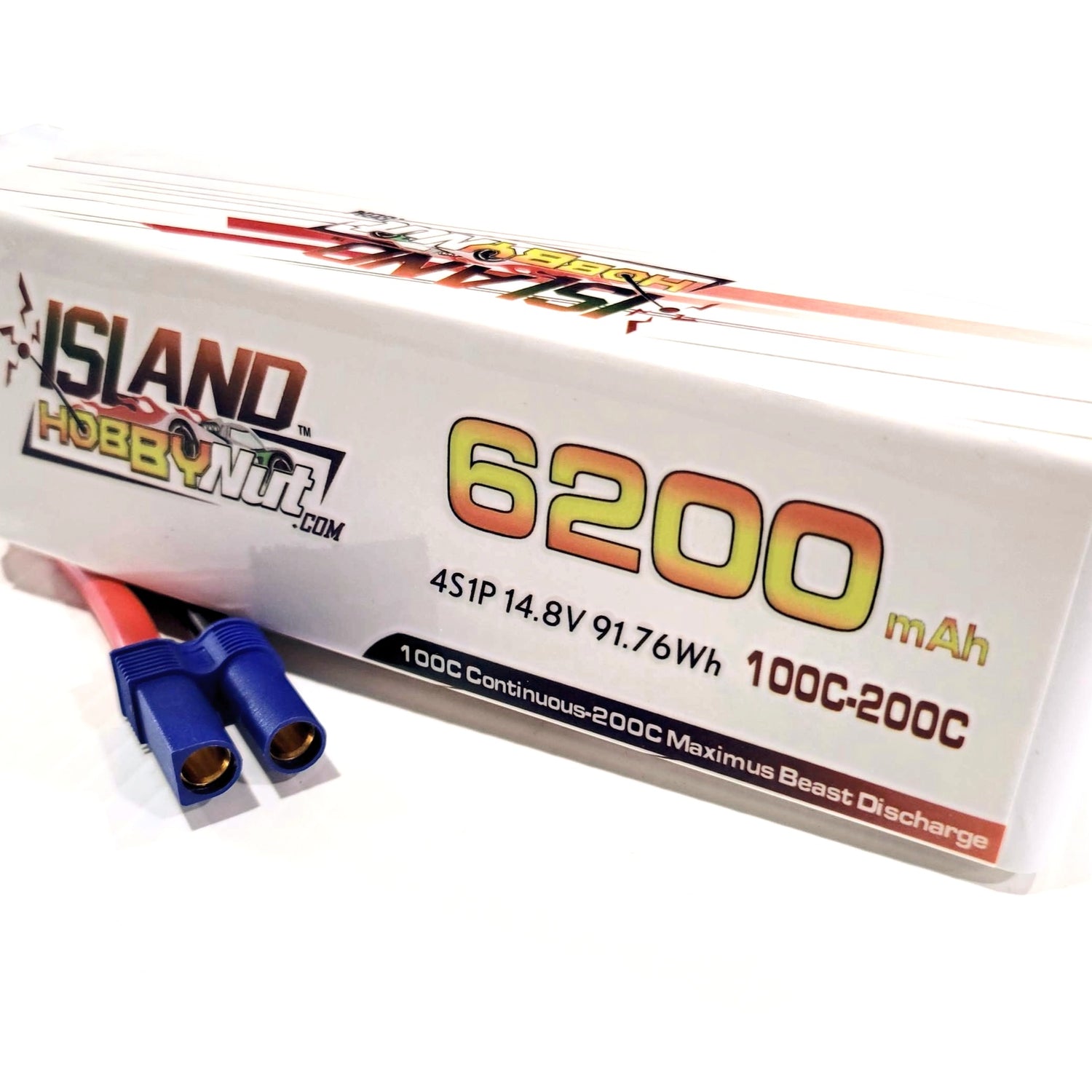 ISLANDHOBBYNUT 6200MAH 14.8V 4S 100C - 200C BATTERIE LIPO AVEC EC5 ET 8 JAUGE WI