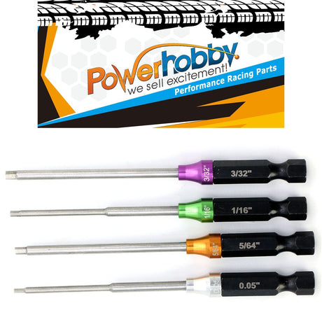 Powerhobby RC Hex Driver 1/4" Power Tool Tip Set Standard 0.05'' 1/16'' 5/64'' 3
