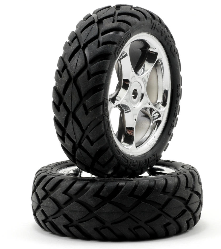 Neumáticos delanteros Traxxas 2479R Anaconda con ruedas Tracer de 2,2" (2) (cromados) (estándar)